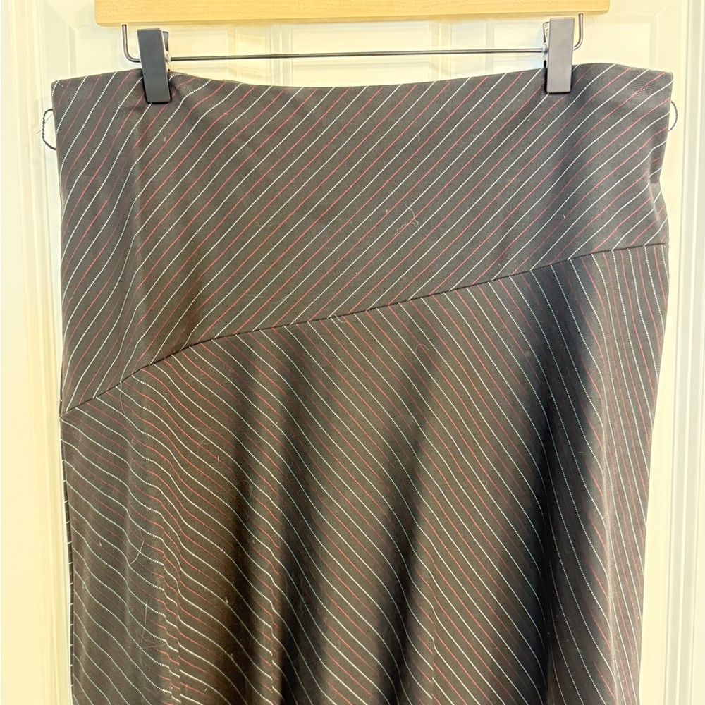 Express Asymmetrical Skirt in Gray with Pink Stripes